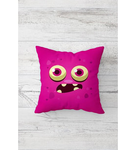 Fuşya Endişeli Emoji Çift Tarafı Baskılı Gizli Fermuarlı Yastık Kılıfı Kırlent Koltuk Yastık Kılıfı (Pembe)