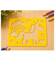 Alvera Unicorn ve Gökkuşağı Çizim Şablonu – 3D Baskı Desen Kalıbı - Sarı