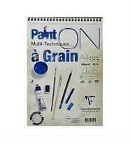 Clairefontaine Paint'On Çok Amaçlı Çizim Blok A4 Üstten Spiralli 200 gr. 20 Yaprak 
