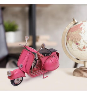 Dekoratif Metal Pembe Scooter