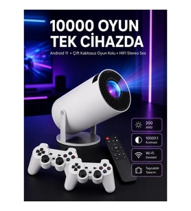 Mey İthalat® 4K Wireless Çift Kollu Kumandalı Oyun Projeksiyonu Retro Video Oyunu Yeni Nesil