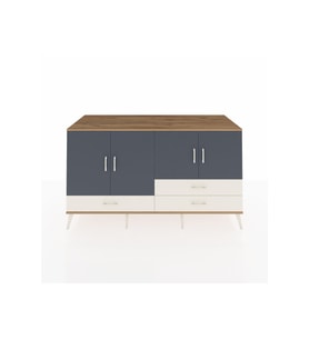 Kronos Konsol 5 Raflı 3 Çekmeceli 4 Kapaklı 176x59x99 Çam-Antrasit/Aytaşı