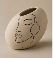 Büyük Boy Modern Tarz Yassı Vazo Doğal Taş Döküm Ağır Vazo 22 CM