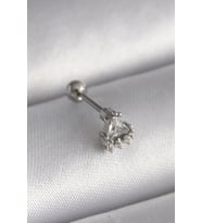 316L Çelik Gümüş Renk Üçgen Zirkon Taşlı Tragus Piercing 5886