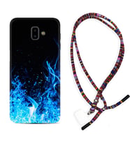Samsung J6 Plus J7 Prime J7 Pro M20 Kılıf Boyun Asklı Rasta Silikon Blue Fire 1678