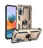 Xiaomi Redmi Note 10 Pro Kılıf Metal Solid Yüzüklü Standlı Military Ring SRS (Altın)