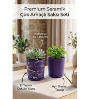2’li Seramik Saksı (Kalemlik,Fırçalık,Masa Organizeri ) / Modern Dekoratif El Yapımı Tasarım