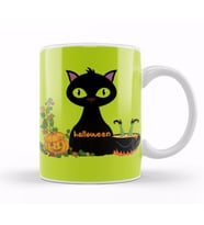 Black Cat Happy Halloween 2021 Kupa Bardak Porselen
