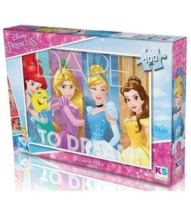 KS Games 100 Parça Disney Princess (Prensesler) Kız Çocuk Eğitici Puzzle - PR714