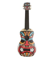 Hawiian XU21FACE Soprano Ukulele (Gülen Yüz Desenli)  Neşeli Yüz İllüstrasyonu Kolay Akort Tutma Özelliği Berrak Ses Tınısı
