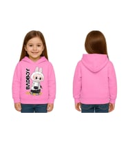 Unisex Baskılı Çocuk Swaetshirt Labubu Baskılı Kapüşonlu 3 İplik Şardonlu (Pembe)