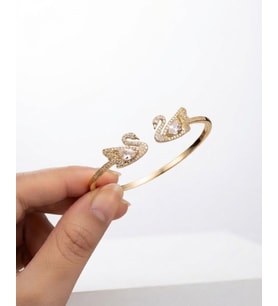Kadın Gold Renk İkili Kuğu Model Çelik Bilezik