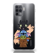 Oppo Reno 5 Lite Uyumlu Sevimli Baby Yoda ve Stitch Desenli Şeffaf Telefon Kılıfı
