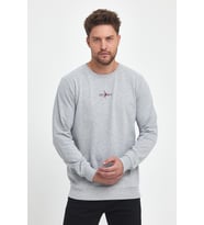 Gri Erkek Supermagic Göğüs Baskılı Basic Sweatshirt
