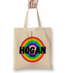 Hulk Hogan - Vintage Retro Rainbow Style Warriors Design Wrestlers-Gift Bez Çanta Uzun Saplı