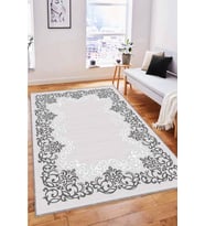 Gri Çerçeveli Kaymaz Tabanlı Makinede Yıkanabilir Halı MK59 - 100 x 160 cm