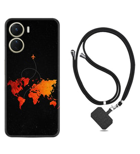 Vivo Y16 Kılıf Silikon Boyun Askılı İpli Desenli Silikon İz Bırakan Uçak 1778