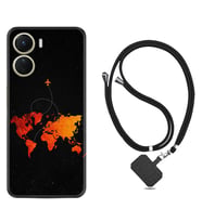Vivo Y16 Kılıf Silikon Boyun Askılı İpli Desenli Silikon İz Bırakan Uçak 1778
