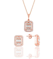 Söğütlü Silver Gümüş rose baget taşlı ikili set