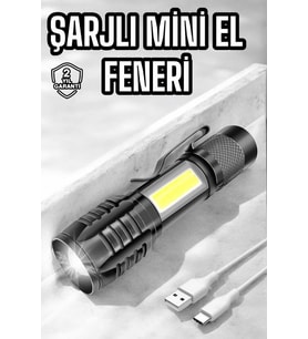 El Feneri Led USB Şarjlı Zoom Mini Led Işık Acil Durum Feneri
