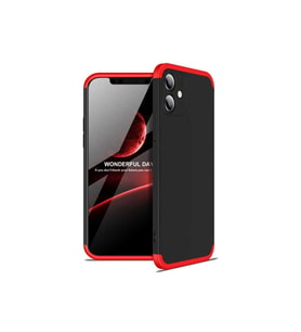 Apple iPhone 12 Mini Uyumlu Kılıf Zore Ays Kapak (Siyah-Kırmızı)