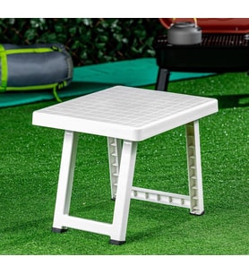49x37 cm Plastik Katlanır Kamp Masası - Balıkçı Masası - Kamp Masası Piknik Masası (Beyaz)
