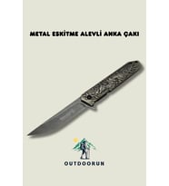 Metal Eskitme Alevli Anka Çakı – 21 cm (Siyah)