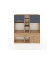 Hyperion Dolap 11 Raflı 6 Çekmeceli 4 Kapaklı 220x44x243 Çam-Antrasit/Çam