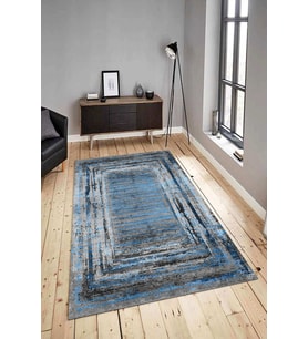Dijital Baskılı Yıkanabilir Kaymaz Modern Renkli Salon Halısı Mutfak Halısı Yolluk ND-HY-1296 (Mavi)
