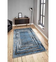 Dijital Baskılı Yıkanabilir Kaymaz Modern Renkli Salon Halısı Mutfak Halısı Yolluk ND-HY-1296 (Mavi)