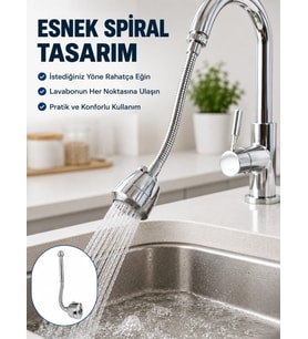 Çok Fonksiyonlu Musluk Uzatma Aparatı 360° Hareketli Krom Musluk Başlığı