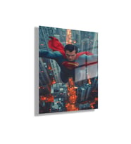 Temperli Gerçek Cam Tablo Film Karakteri Uçan Superman Görseli