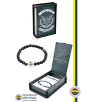 Fenerbahçe Orijinal Lisanslı Fb Akik (6mm) Doğaltaş Bileklik Hediyelik Ahşap Kutulu (Siyah)