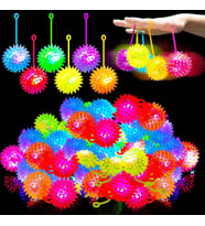 4 PCS FLASHING SPIKY LİGHT BALL 4 ADET SESLİ LED IŞIKLI KİRPİ YOYO TOP STRES OYUNCAĞI PİLLİ IŞIK