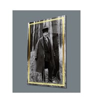Miyrem Glasses Collection -A1^#  Gold Şerit Siyah Beyaz Atatürk Cam Tablo (Çok Renkli)