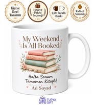 My Weekend Is All Booked Baskılı Kitap Kurdu Kelime Oyunu Kupa Bardak Hediye