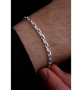 Erkek Gümüş Bileklik - 3.5 mm Forse Zincir Gümüş Bileklik 53425464412312