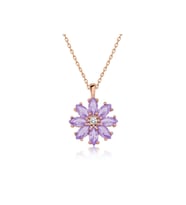 Gümüş Rose Lila Çiçek Kolye CSR2180741