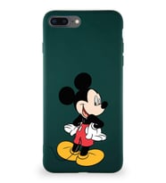 Apple iPhone 7 Plus Soft Premier Kapak Mickey Mouse-D Tasarımlı Silikon Kılıf - Yeşil (Şeffaf)