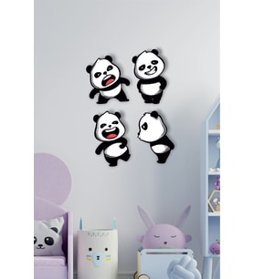Bebek & Çocuk Odası 4 Parçalı Panda Duvar Dekorasyonu