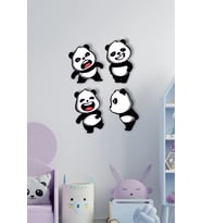 Bebek & Çocuk Odası 4 Parçalı Panda Duvar Dekorasyonu