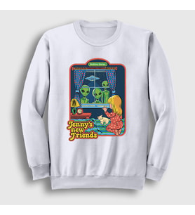 Presmono Unisex Beyaz Jenny's New Friends Sweatshirt 538601tt