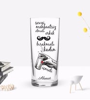 BK Gift Kişiye Özel Renkli Baskılı Sevgi Menfaatsiz Olmalı Tasarımlı Rakı Bardağı-1 (Beyaz)