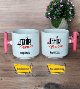 Şehir Plancısı Kupa Bardak T Pembe Kulplu Şehir Plancısına Hediye