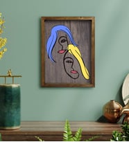 BK Home Woman Line Tasarımlı Doğal Masif Ahşap Çerçeveli Tablo-1