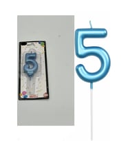 5 YAŞ PARLAK AÇIK MAVİ ŞIK MUM 12 CM