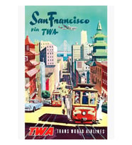 San Francisco Teleferiğinin Seyahat Posteri Tablo Ahşap Poster Dekoratif