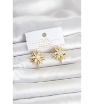 Zirkon Taşlı Pirinç Gold Renk Kutup Yıldızı Kadın Küpe 5886 - HPSBYI2051-2079