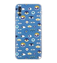 PrintiFy Samsung Galaxy A70S ile Uyumlu Nazar Boncuğu 2 Baskılı Kamera Korumalı Şeffaf Silikon Kılıf