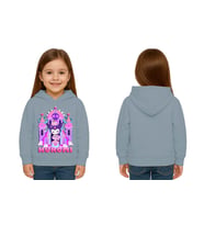 Unisex Baskılı Çocuk Swaetshirt Kapüşonlu 3 İplik Şardonlu Kuromi baskılı (Mavi)